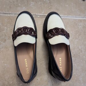 Cole Haan Black and Cream Loafers